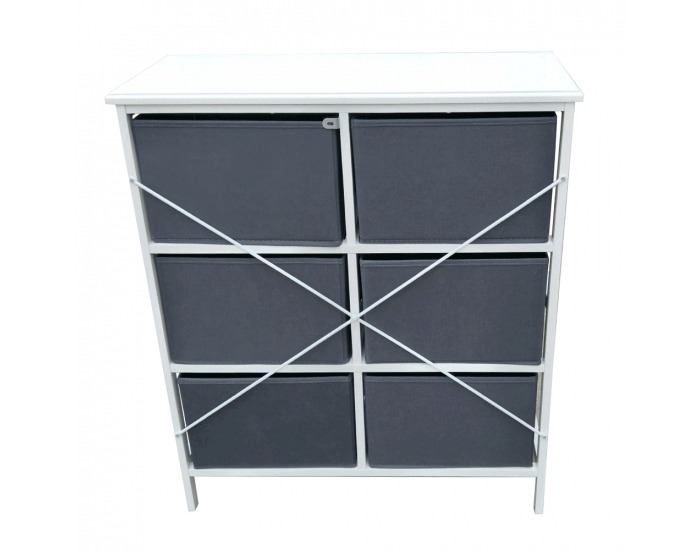 Komoda s látkovými boxami Emone Typ 2 - biela / sivá