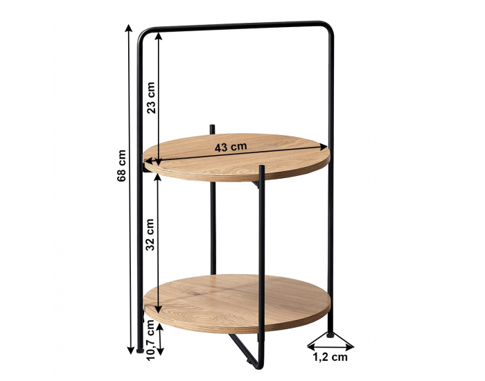 Okrúhly príručný stolík Emrio - dub / čierna