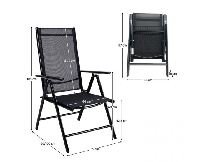 Skladacia stolička Enea - čierna