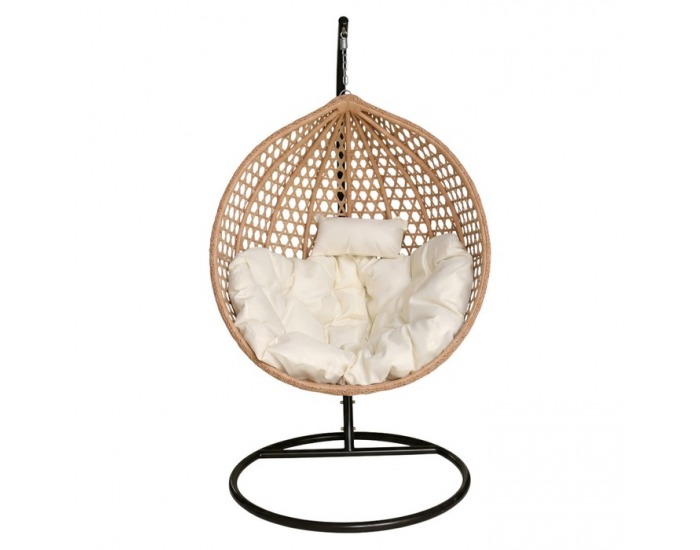 Závesné kreslo Eren - čierna / béžová / krémová