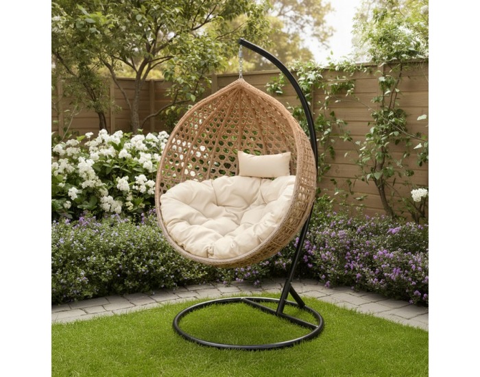 Závesné kreslo Eren - čierna / béžová / krémová