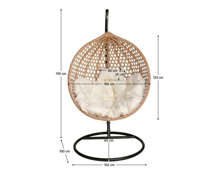 Závesné kreslo Eren - čierna / béžová / krémová