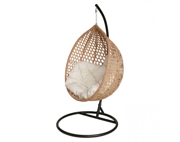 Závesné kreslo Eren - čierna / béžová / krémová