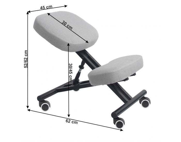 Ergonomická kľakačka na kolieskach Kilian - svetlosivá / čierna