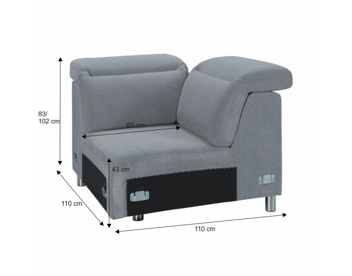 Rohová časť Ermo E - svetlosivá