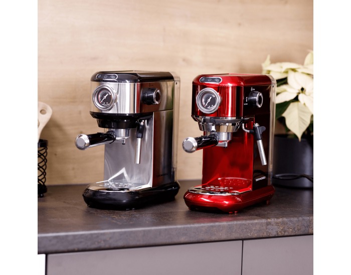 Pákový kávovar Ernest - strieborná / čierna