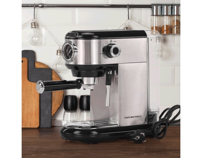 Pákový kávovar Ernest - strieborná / čierna