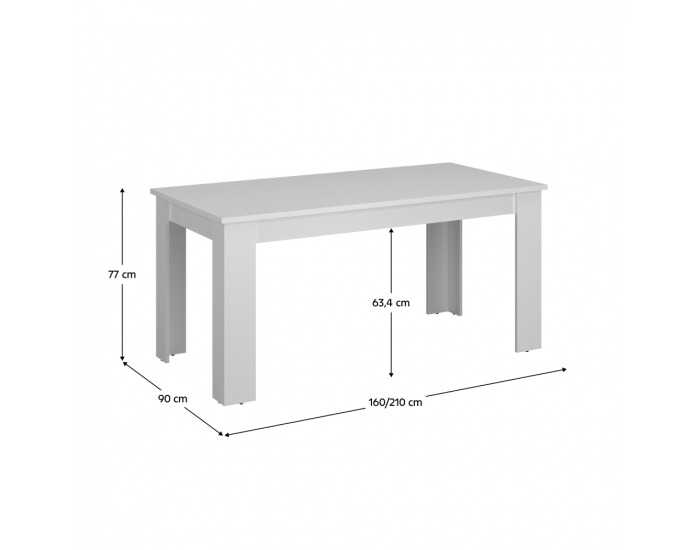 Rozkladací jedálenský stôl Erodin 160/210 - biela