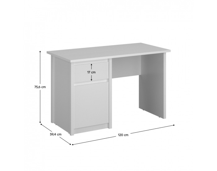 Písací stôl Erodin 1D1S/120 - biela