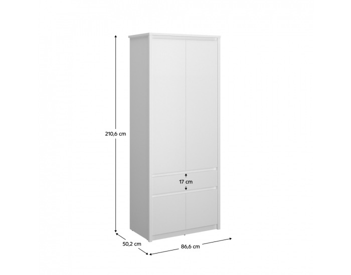 Štvordverová šatníková skriňa so zásuvkou Erodin 4D1S - biela