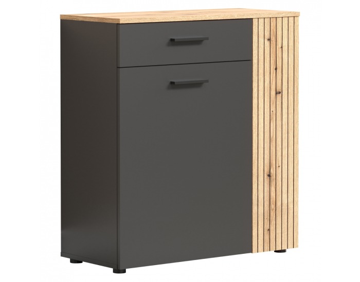 Dvojdverová komoda so zásuvkou Esena 2D1S - grafit / dub evoke