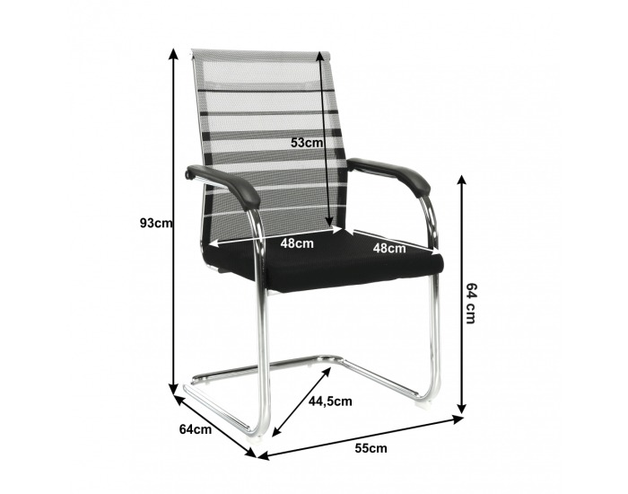 Konferenčná stolička Esin - čierna / sivá / strieborná