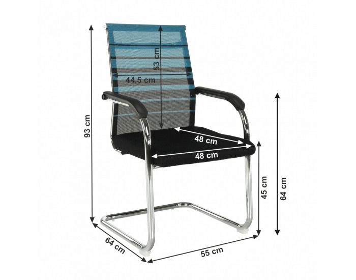 Konferenčná stolička Esin - modrá / čierna / chróm