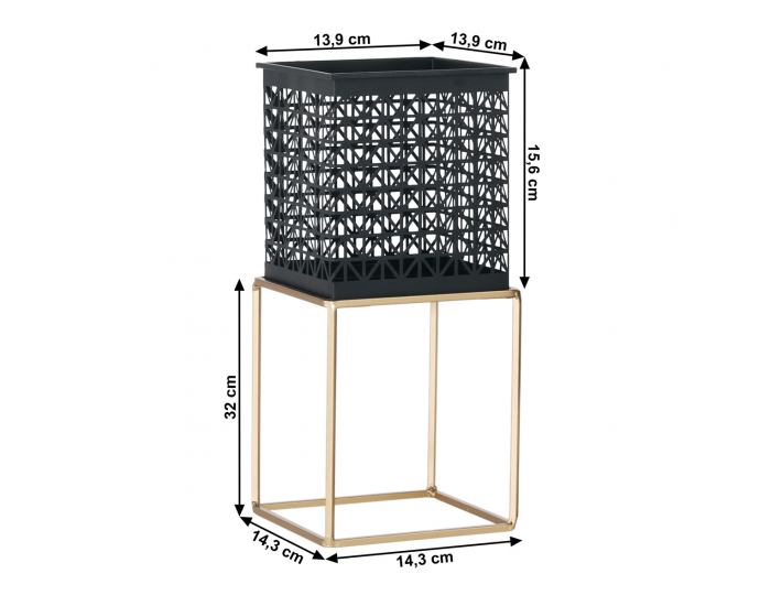 Kovový stojan na kvety (2 ks) Esme - čierna / zlatá