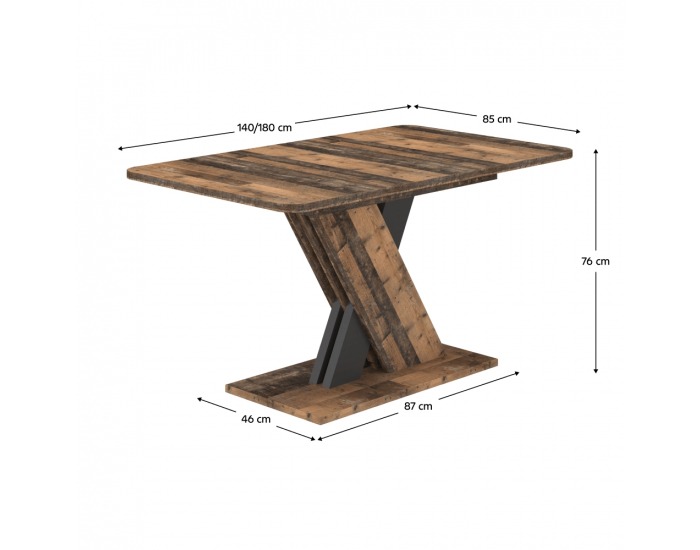 Rozkladací jedálenský stôl Exil 140/180 - old style dark / matera