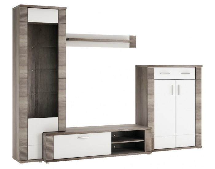 Obývacia stena Miledo - canyon cold / biely vysoký lesk