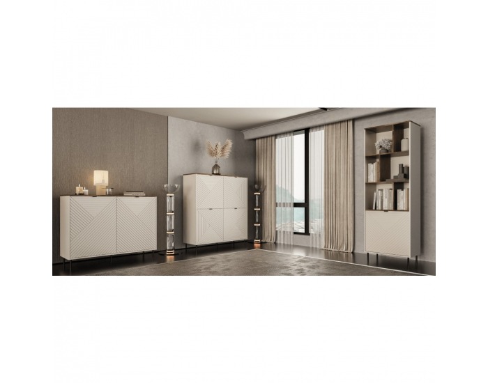 Jednodverový regál Eyco 1D - kašmír / dub castello