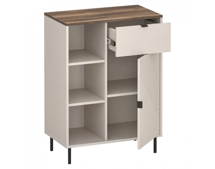 Jednodverový regál so zásuvkou Eyco 1D1S - kašmír / dub castello