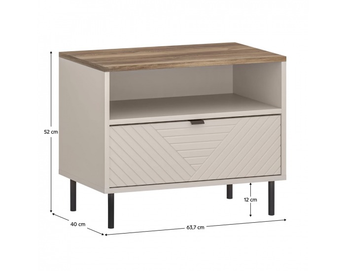 Nočný stolík Eyco 1S - kašmír / dub castello