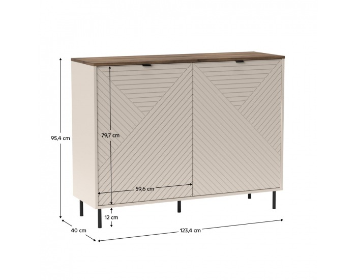 Dvojdverová komoda Eyco 2D - kašmír / dub castello