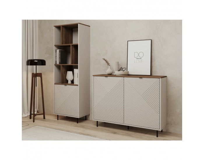 Dvojdverová komoda Eyco 2D - kašmír / dub castello