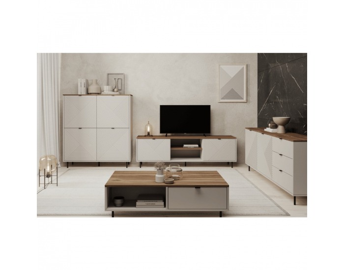 Dvojdverová komoda so zásuvkami Eyco 2D3S - kašmír / dub castello