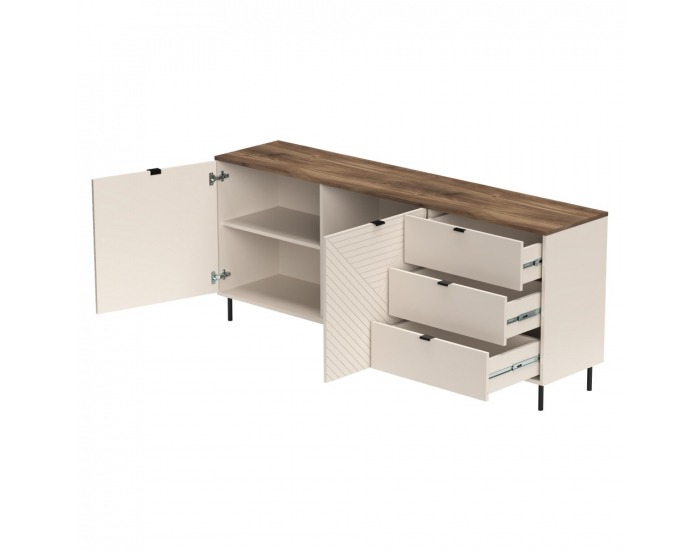 Dvojdverová komoda so zásuvkami Eyco 2D3S - kašmír / dub castello