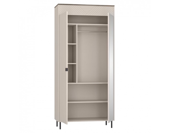 Dvojdverová šatníková skriňa so zrkadlom Eyco 2D/40 - kašmír / dub castello