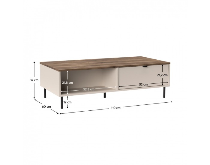 Konferenčný stolík Eyco 2S/110 - kašmír / dub castello