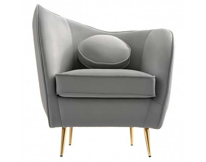 Kreslo Ezio - sivá (Velvet) / zlatá