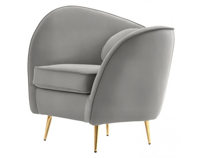 Kreslo Ezio - sivá (Velvet) / zlatá