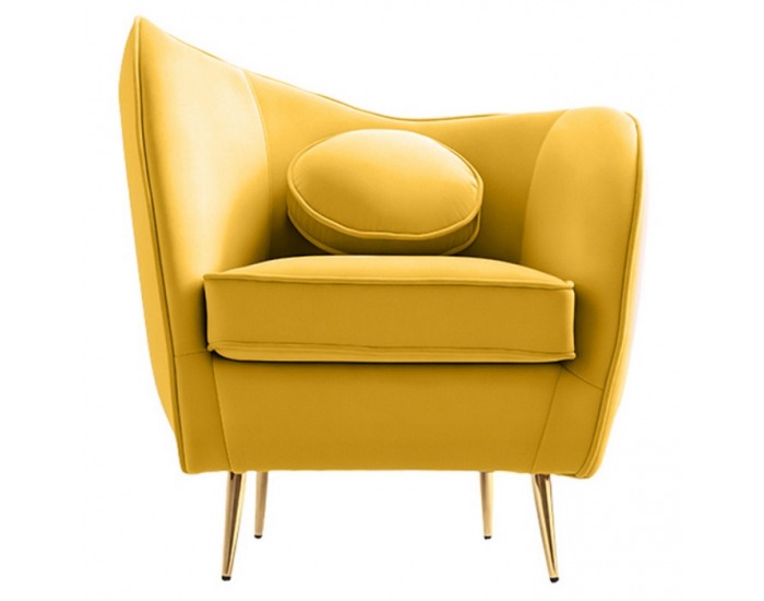 Kreslo Ezio - žltá (Velvet) / zlatá