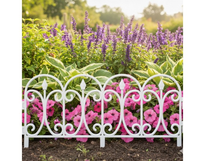 Obruba trávnika / záhradný plôtik (5 ks) Fadil New - biela