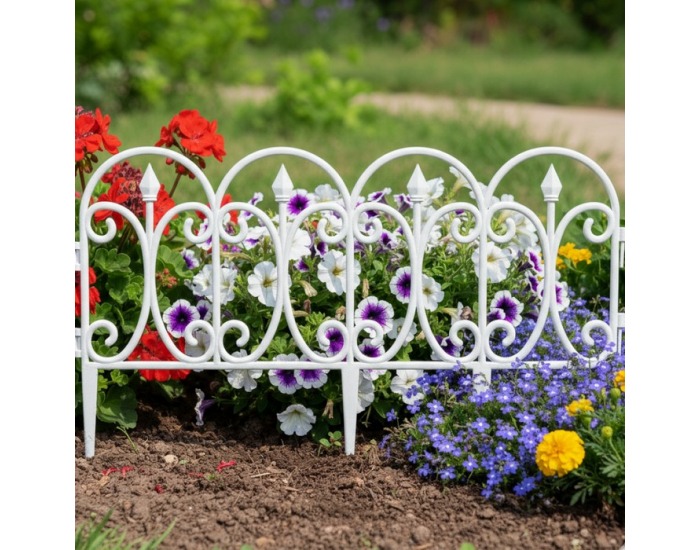 Obruba trávnika / záhradný plôtik (5 ks) Fadil New - biela