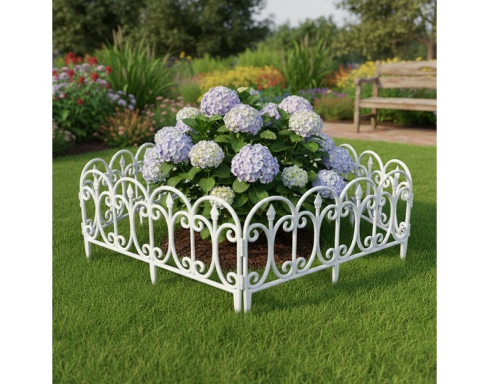 Obruba trávnika / záhradný plôtik (5 ks) Fadil New - biela