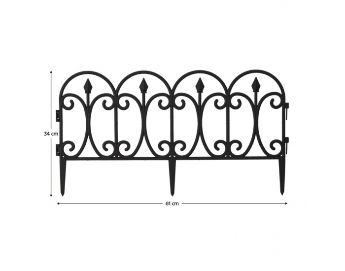 Obruba trávnika / záhradný plôtik (5 ks) Fadil New - čierna