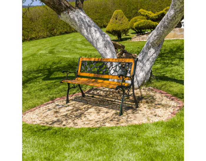 Záhradná lavička Faiza - čierna / prírodná