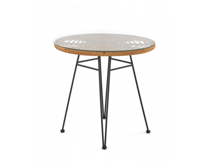 Záhradný stolík Falcon - prírodná / čierna / priehľadná