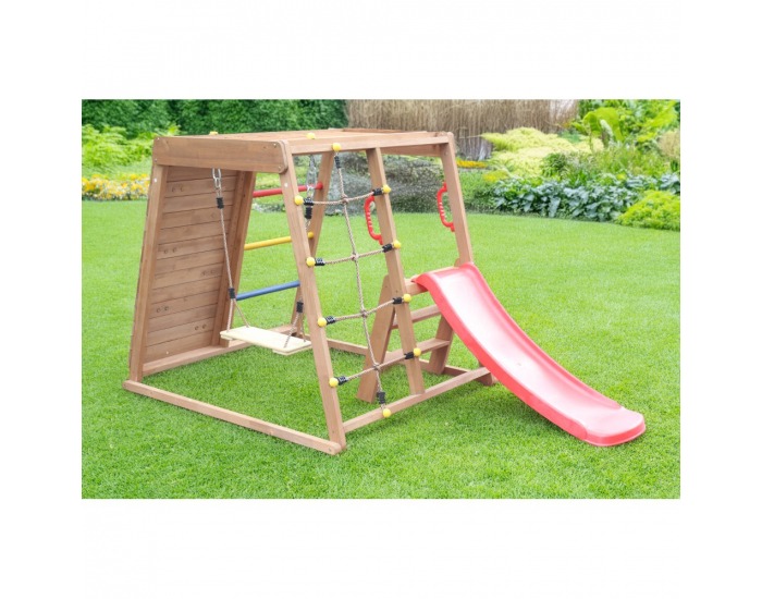 Drevené záhradné ihrisko so šmýkľavkou Fanky - hnedá / mix farieb