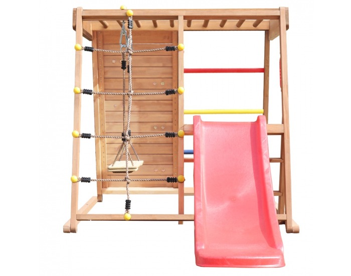 Drevené záhradné ihrisko so šmýkľavkou Fanky - hnedá / mix farieb