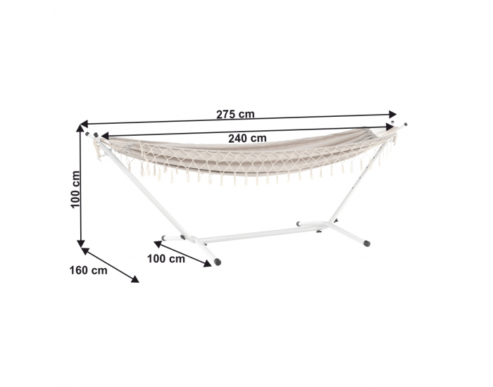 Hojdacia sieť so stojanom Fantal Single 240x160 cm - biela / smotanová