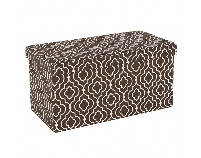 Taburetka s úložným priestorom Fargo - hnedá / biely vzor