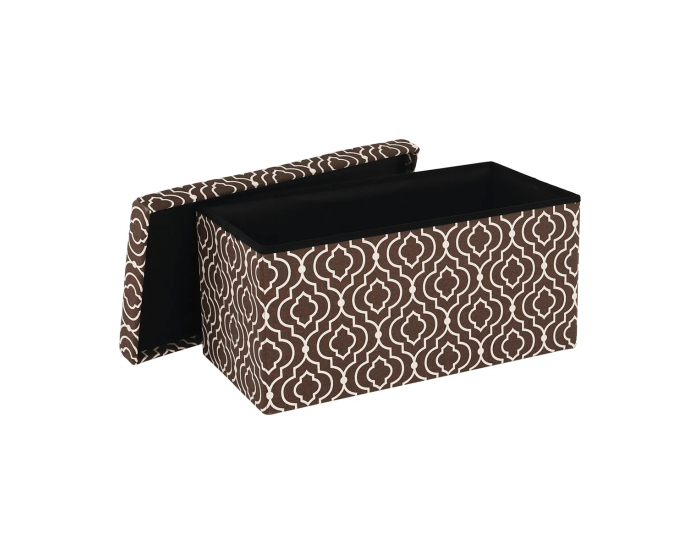 Taburetka s úložným priestorom Fargo - hnedá / biely vzor