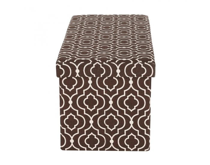 Taburetka s úložným priestorom Fargo - hnedá / biely vzor