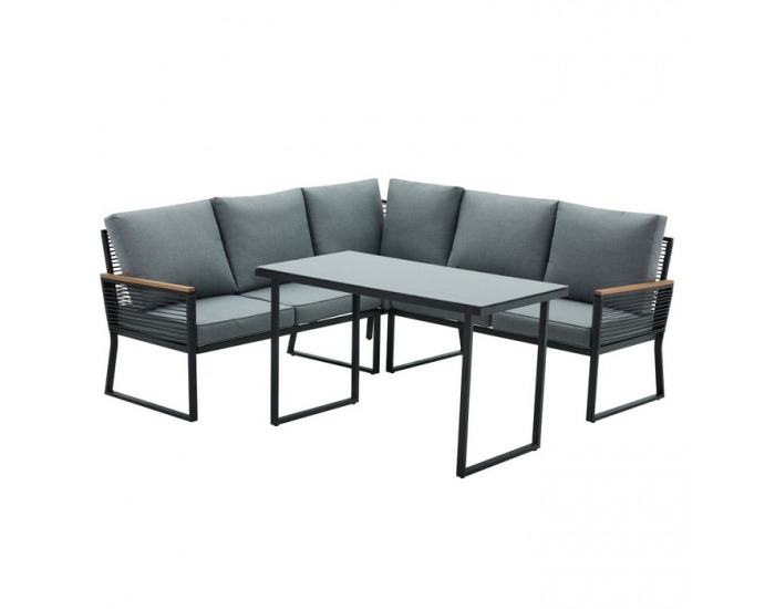 Záhradný nábytok Farly - čierna / sivá