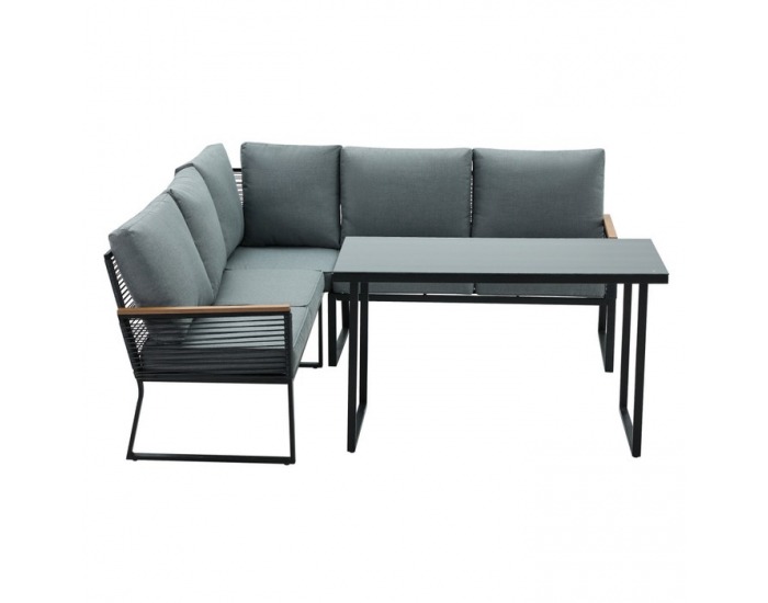 Záhradný nábytok Farly - čierna / sivá