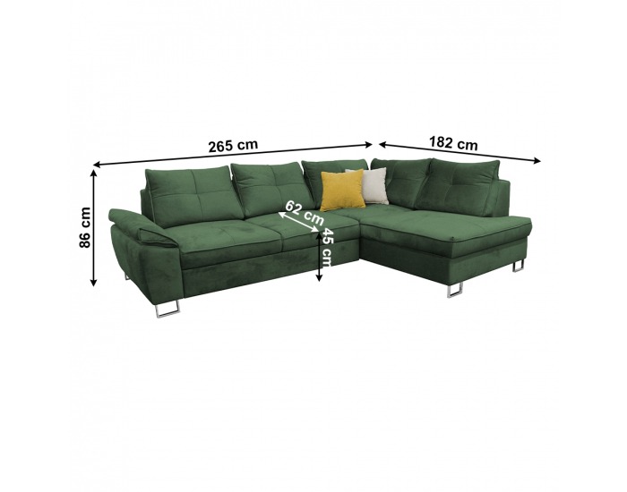 Rohová sedačka s rozkladom a úložným priestorom Felda P - smaragdová (Tatum)