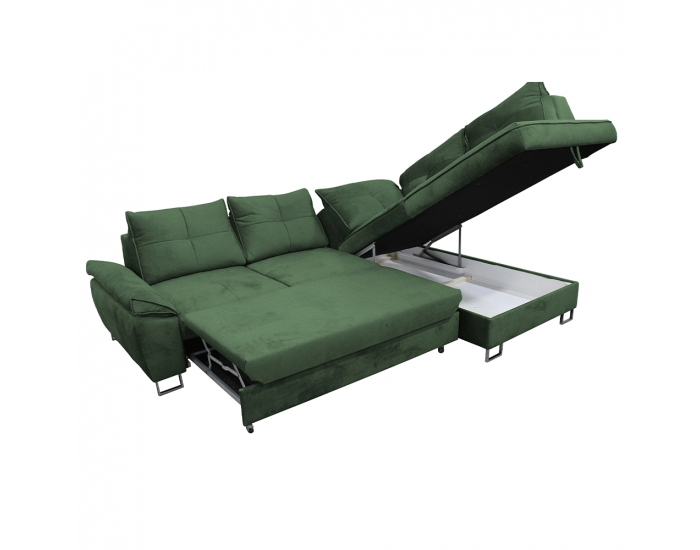 Rohová sedačka s rozkladom a úložným priestorom Felda P - smaragdová (Tatum)