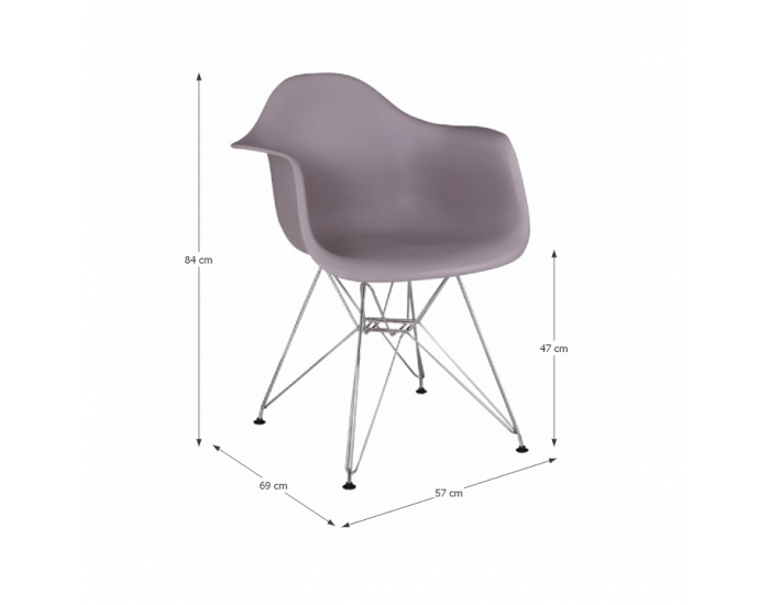 Jedálenská stolička Feman 2 New - teplá sivá / chróm