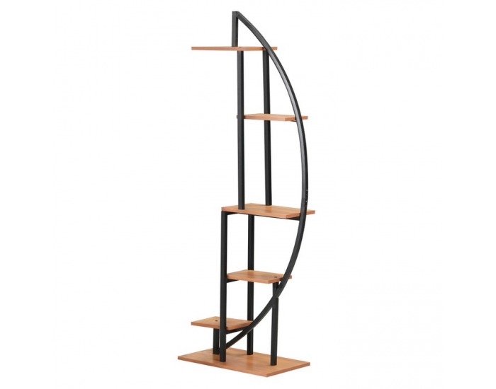 Kovový stojan na kvety (2 ks) Feran - čierna / dub